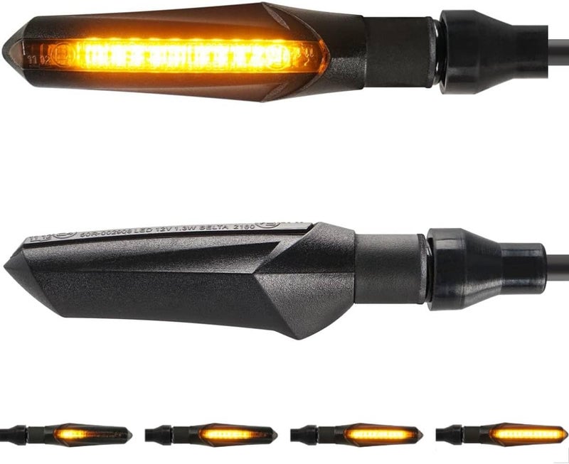evermotor 2PCS Flowing Motorcycle LED Turn Signals, 12V Universal Mini Sequential Indicators, Waterproof Front Rear Turn Signal Lights Compatible with Harley Dirt Bike Yamaha Honda Cafe Racer Cruiser - Image 1